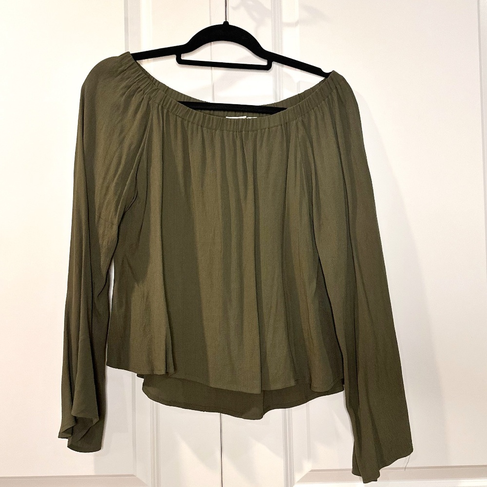 Dark green off the shoulder top size L